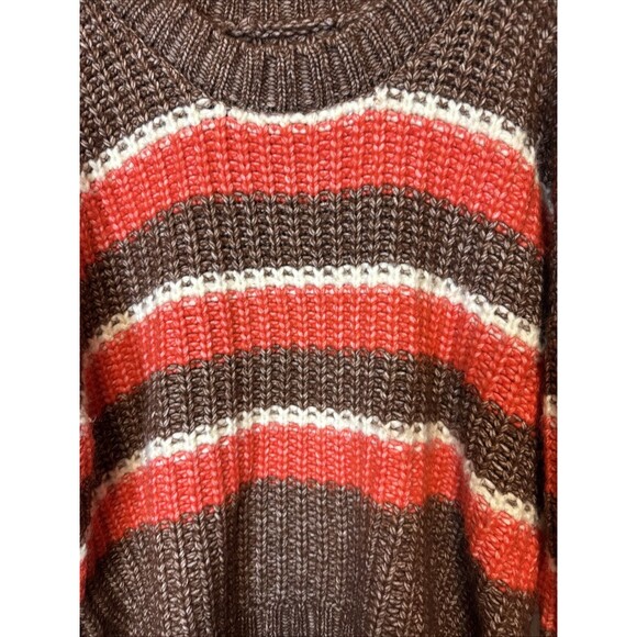 Offline By Aerie Chunky Knit Sweater Women’s Brown Red Striped Size Medium - Picture 3 of 9